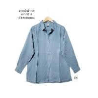 ราคา มือสอง used เสื้อสาวอวบ เสื้อเชิ้ต ทำงาน คอปก แขนยาว วินเทจ ผ้าเรยอนผสม อก 48 ยาว 31.5 นิ้ว (24109557426)