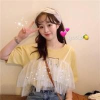 ราคา เสื้อยืด✨ระบายลูกไม้ น่ารักสไตล์เกาหลี เสื้อผ้าแฟชั่น นำเข้าจากต่างประเทศ (2219803441)