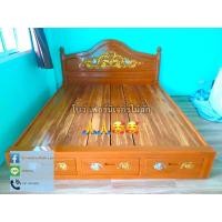 ราคา เตีนงนอนไม้สักมีลิ้นชักท้ายเตียง (24321730720)