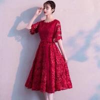 ราคา Ladyidol เดรสลูกไม้ปักเลื่อมผ้าลูกไม้เนื้อดีทอแน่น เอวผูกโบว์ ช่วงล่างผ้าขึ้นลายดอกไม้ 3D ทรงสวย (15934850401)