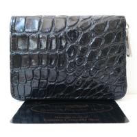 ราคา กระเป๋าสตางค์ผู้หญิงหนังจระเข้แท้ 100% รุ่นใส่นามบัตร บัตรเครดิตการ์ด หนังท้อง ลายเล็ก หนังเม็ด สีดำ หนังเงา ใหม่ ราค (25737706446)