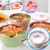 ราคา ชามสแตนเลส หุ้มพลาสติก2ชั้น พร้อมหูจับ+ฝาปิด กันความร้อน 900ml มี 3 สี (14834576829)