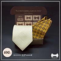 ราคา เซ็ทเนคไทสีเหลืองซีด+ ผ้าเช็ดหน้าสูท (6242581261)