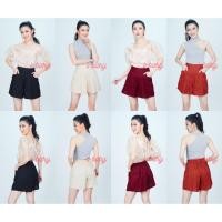 ราคา กางเกงขาสั้นผ้าลินิน ทรงกระโปรง ฟรีไซส์เอวสม็อค มี size F-2F-3F 4 สี แบรนด์ i-bary (7639989337)