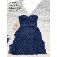 ราคา เดรสเกาะอกสีน้ำเงิน เดรสออกงาน ดีเทลแต่งระบายเป็นชั้นๆงานจริงสวยมากๆมือสอง (29024071507)