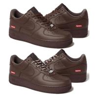 ราคา [ของแท้] Supreme X Nike Air Force 1 Brown +เชือกเสริม+สติ๊กเกอร์ supreme พร้อมส่ง (22785567789)