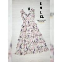 ราคา เดรสยาวผ้าพิมพ์ แขนแต่งระบาย ดีไซน์เป็นชั้นๆ สวยหรู (23347937141)