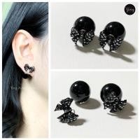 ราคา ✨NEW✨ต่างหู ทับหน้า-หลัง เพชรโบว์สีดำ +เม็ดกลมดำ (20255656980)