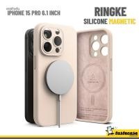 ราคา Ringke Silicone Magnetic เคสสำหรับ iPhone 15 Pro 6.1 inch - Pink Sand (23989089046)