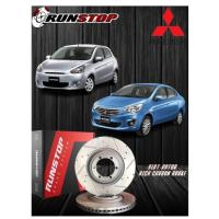 ราคา จานเบรคหน้า runstop mitsubishi mirage attrage จานเจาะรู เซาะร่อง ลาย B-SL ขนาดจาน 280mm ใช้กับปั้มเดิมได้เลย (29213459763)