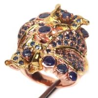 ราคา แหวนพลอยแท้ ไพลิน-น้ำเงิน เงินแท้ 925 ชุบนาค (rose gold) และ ทอง 18k ไซร์แหวน 7 (26922994552)