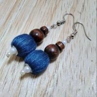 ราคา ต่างหูผ้าคราม แบบกลม (3907030590)