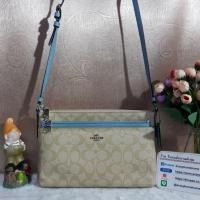 ราคา COACH F58316 EAST/WEST CROSSBODY WITH POP UP POUCH IN SIGNATURE COLOR : SILVER/KHAKI/CORNFLOWER (1361285202)