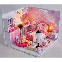 ราคา DIY บ้านตุ๊กตา ชุดโมเดลจำลอง ห้องนอน โทนชมพู ตกแต่งหุ่นโมเดลเก๋ๆ (1857106750)