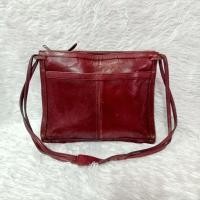 ราคา กระเป๋าหนังแท้100%สีน้ำตาลแดงทรงสะพายไหล่งานชายหญิงวินเทจ ตู้ปากี(รหัส 803) (22184014253)