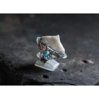 ราคา ((พร้อมส่ง))แหวนกระเบนท้องน้ำแท้ ตัวเรือนเงินแท้ประดับด้วยเทอร์คอยซ์ #3 (20540271001)