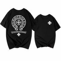 ราคา เสื้อผ้า Chrome HeartsChrome Hearts▣Hip Hop Country Tide Crowe Heart Couple Pharaoh Short Sleeve Men s T-shirt Trendy (19892200572)