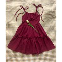 ราคา มินิเดรสสายเดี่ยว♥️สีแดงเลือดหมู (19177035484)