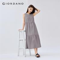 ราคา GIORDANO WOMEN Crewneck half placket sleeveless pleated dress 05465075 (27881038369)