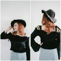 ราคา ((สาวอวบ)) เสื้อปาดไหล่กำมะหยี่ผูกไหล่ (653851335)