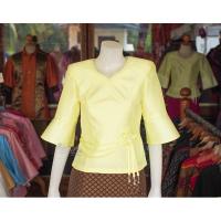 ราคา เสื้อผ้าไหมแพรทอง แต่งลูกไม้ สีเหลือง (3300863854)