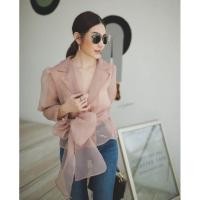 ราคา เสื้อผ้าแก้วสีชมพูนู้ดแขนพอง (19369874386)