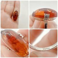 ราคา แหวนเงินแท้ แต่งอำพันแท้ ไซส์ 49.5 นิ้ว (27185562773)