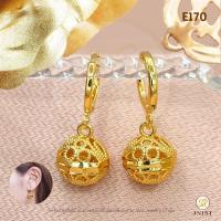 ราคา END ต่างหูกลมทองสุโขทัยหุ้มทองแท้ ต่างหูเพชรสวิส CZ ต่างหูห้อย ชุบทองไมครอน (10543828591)