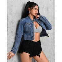 ราคา S แจ็คเก็ตยีนส์ซิปหน้าผ้ายืด (23590718317)