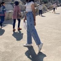 ราคา กางเกงยีนส์ขากระบอก เอวสูง เอว28 (9316773742)