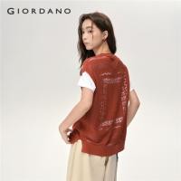 ราคา GIORDANO WOMEN Hollow back short cap sleeve sweater 18355807 (24695948721)