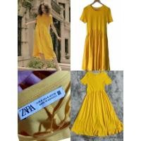 ราคา #เดรส#กระโปรงยาว#น่ารัก สีเหลือง#ZARA SIZE S อก 32-34" (26770950281)