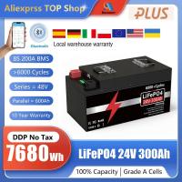 ราคา LiFePO4 Battery 24V 300Ah 200Ah 100Ah Buletooth BMS 12.8V 25.6V 7KW 6000+ Cycles IP65 Grade A For RV Boat Solar EU UKR N (28814860308)