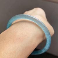 ราคา กำไลหยกบลูโอเชี่ยน สีเสมอสวยทั้งวง หยกแท้100% ขนาด 54.4 mm.Natural Blue ocean Jadeite Jade Bangle Type A (12196616771)