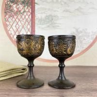 ราคา 1ทองเหลืองบริสุทธิ์ทองมังกรและนกฟีนิกซ์แก้วไวน์ไวน์ขาว黄铜金龙酒人白杯子古复古欧高脚口杯一口杯08.3210 (29880558159)
