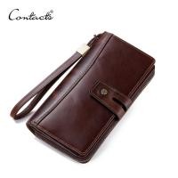 ราคา CONTACT'S กระเป๋าสตางค์ หนังวัว ใบยาว ทรงคลัทช์ ใส่บัตรได้ พร้อมที่วางโทรศัพท์ สําหรับผู้ชาย (6297927868)