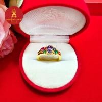 ราคา แหวนทองฝังพลอย ตัวเรือนสีทอง เสริมบารมี ใส่ได้ทุกโอกาส งานสวย ชุบทอง แหวนพลอย เรียบหรู รูปถ่ายจากสินค้าจริง (20389360605)