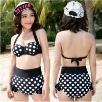 ราคา ชุดว่ายน้ำแฟชั่นพร้อมส่ง :ชุดว่ายน้ำทูพีชสีดำแต่งลายจุดสีขาวแบบเก๋ น่ารักมากๆจ้า (908650849)