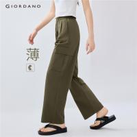 ราคา GIORDANO WOMEN 100% Cotton cargo pockets wide leg pants 05415061 (29625114083)