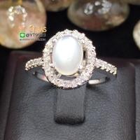 ราคา แหวนมุกดาหาร แหวนมูนสโตน แหวนเงินแท้92.5% ชุบทองคำขาว พลอยมุกดาหารแท้ มูนสโตนแท้ ตกแต่งเพชรSwiss YTG-7858 (3405861428)