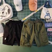 ราคา กางเกงขาสั้นลำลอง สีดำ สไตล์เท่และหล่อ กางเกงขาสั้นทรงคาร์โก้หลายกระเป๋า (28133216262)