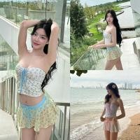 ราคา micogirlชุดว่ายน้ำแฟชั่น ชุดว่ายน้ำ 2 ชิ้น กระโปรงเซ็กซี่ พิมพ์ลายดอกไม้ สไตล์แฟชั่น และผ้าเนื้อดี (26272161293)