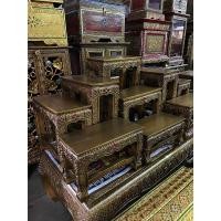 ราคา โต๊ะหมู่บูชาหมู่ 9 +1หน้า 9 นิ้ว รวมฐาน 10 ตัว ไม้สัก สีทองโบราณ เดินเส้นแต่งกระจก (26754914741)