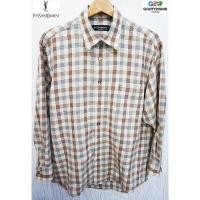 ราคา YSL Yves Saint Laurent แท้ เสื้อเชิ๊ตแขนยาวลายสก๊อตสปอต (5531787928)