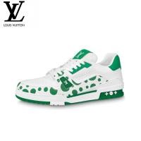 ราคา Yayoi Kusamax LOUIS VUITTON Tainer รองเท้าผ้าใบหนัง รองเท้าลำลองสไตล์เดียวกันสำหรับผู้ชายและผู้หญิง (27872202000)