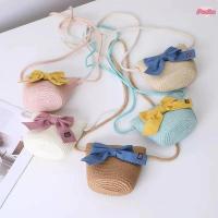 ราคา [พร้อมส่ง] กระเป๋าเด็ก กระเป๋าสานสะพายไหล่สำหรับเด็กผู้หญิง กระเป๋าแฟชั่นสะพายข้าง ทำจากวัสดุธรรมชาติ ติดโบว์และดอกไม้ (22718546744)