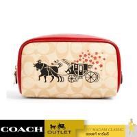 Coach C2257 Lunar New Year Small Boxy Cosmetic Case In Signature Canvas with Ox and Carriage กระเป๋าเครื่องสําอาง