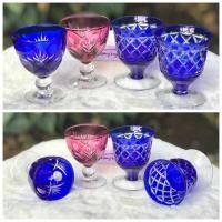 ราคา เก่าเก็บ ราคาต่อ 1 คู่ Crystal wine glass แก้วคริสตัลเจียรไน สีน้ำเงิน สีแดง (19587892050)