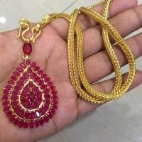 ราคา จี้เพชรทับทิม ทรงหยดน้ำ พร้อมสร้อยคอ 2 บาท (1551599578)