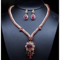 ราคา ชุดเซ็ตสร้อยคอและต่างหู พลอยแท้ ทับทิม สีแดงเกรดสวย และ เพทาย-ขาว เงินแท้ 925 ชุบทอง 18k (17495273542)